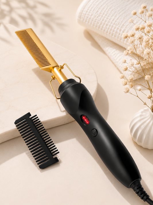 ✨ Peigne Chauffant 2-en-1 – Lisseur Rapide pour Cheveux & Barbe